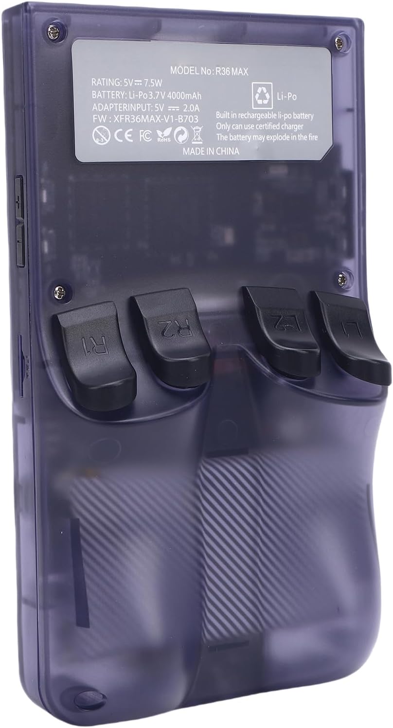 ASHATA R36MAX Retro Handheld Game Console, Linux System Translucent Grey 4,0 -Zoll -IPS -Bildschirm Retro Gaming -Konsole 4000mAh Doppel -Joysticks Portable Console Black 64 GB 128 GB (128G) – Bild 8