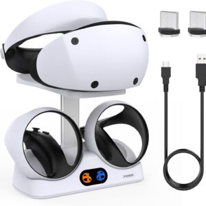 FASTSNAIL Ladestation kompatibel mit Playstation VR2, Display Ständer für PS5 VR Headset, Schnellladestation für PS VR2 Sense Controller, PS VR2 Zubehör