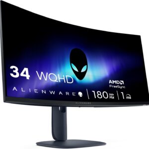 Alienware 34 Gaming Monitor – AW3425DWM, WQHD (3440×1440), 21:9 1500R Curved, 180Hz, VA, 1ms, AMD FreeSync Premium, VESA AdaptiveSync, 95% DCI-P3, HDR400, DisplayPort, 2 HDMI, 3 USB, 3 Jahre Garantie
