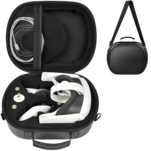 Harter Tragekoffer Kompatibel mit Meta Quest 3S/ 3 Mixed Reality Headset, VR Gaming Headsets Reise Speicher Halter Tasche für Touch Controller und Zubehör mit Schultergurt und Tasche für Schwarz
