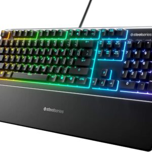 SteelSeries Apex 3 – Gaming Tastatur – 10-Zonen RGB-Beleuchtung – Premium magnetische Handballenauflage – Spanisch (QWERTY) Layout