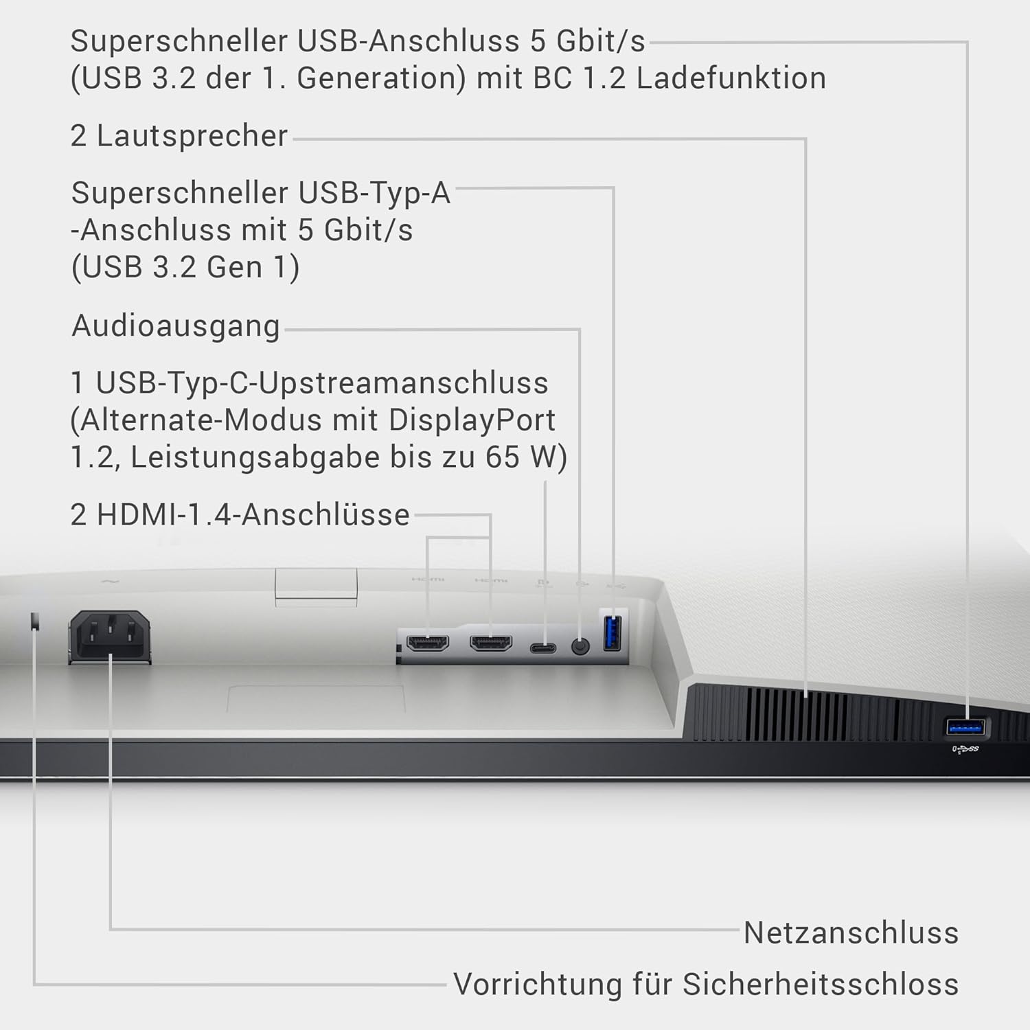 Dell S2722DC USB-C 27 Zoll QHD (2560x1440) Monitor, 75Hz, IPS, 4ms, AMD FreeSync, 99% sRGB, Eingebaute Lautsprecher, USB-C, 2x HDMI, 2x USB, 3 Jahre Garantie, Silber – Bild 8