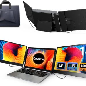 Cevaton Laptop Bildschirm Extender, 14 ”FHD 1080p IPS Tragbarer Monitor für 13-17,3″, Stecker und Spielen Sie Laptop-Monitor, Laptop-Bildschirmverlängerung kompatibel mit MAC, Siegen, Dex, Chrome