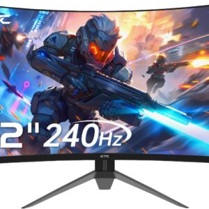 KTC Gaming Monitor 32 Zoll FHD Curved Monitor, 240Hz, 1ms, 1920×1080, Freesync & G-sync, HVA 1500R PC Bildschirm, 125% sRGB, Blaulicht Reduktion, VESA, DP1.4/HDMI 2.0 240Hz, USB2.0, H32S17F