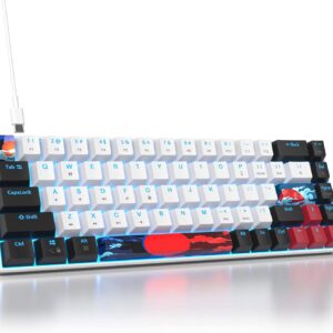 SOLIDEE mechanische Gaming Tastatur 65 Prozent,68 Tasten mit Lineare rote Schalter,kabelgebundene mechanische Tastatur mit LED-Hintergrundbeleuchtung,kompakte Tastatur,PS5/PS4/Xbox(68 Black_White)