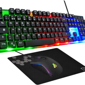 G-Lab Combo Yttrium – Set mit Tastatur und Maus, 3-in-1-Kombination mit QWERTY-Gaming-Tastatur, 105 Tasten, Gamer-Maus 2600 DPI, Gamer-Mauspad, PC/PS4/PS5