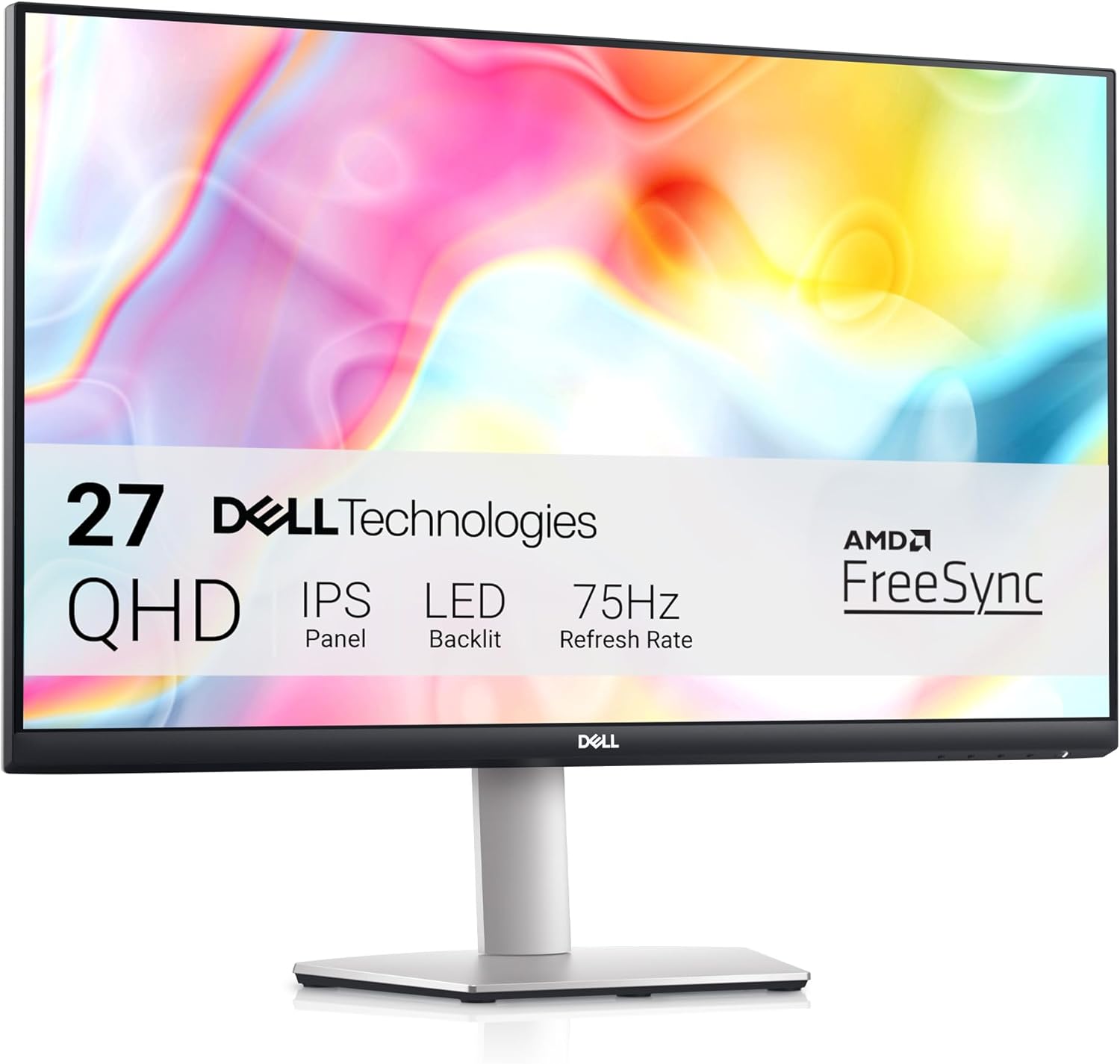 Dell S2722DC USB-C 27 Zoll QHD (2560x1440) Monitor, 75Hz, IPS, 4ms, AMD FreeSync, 99% sRGB, Eingebaute Lautsprecher, USB-C, 2x HDMI, 2x USB, 3 Jahre Garantie, Silber