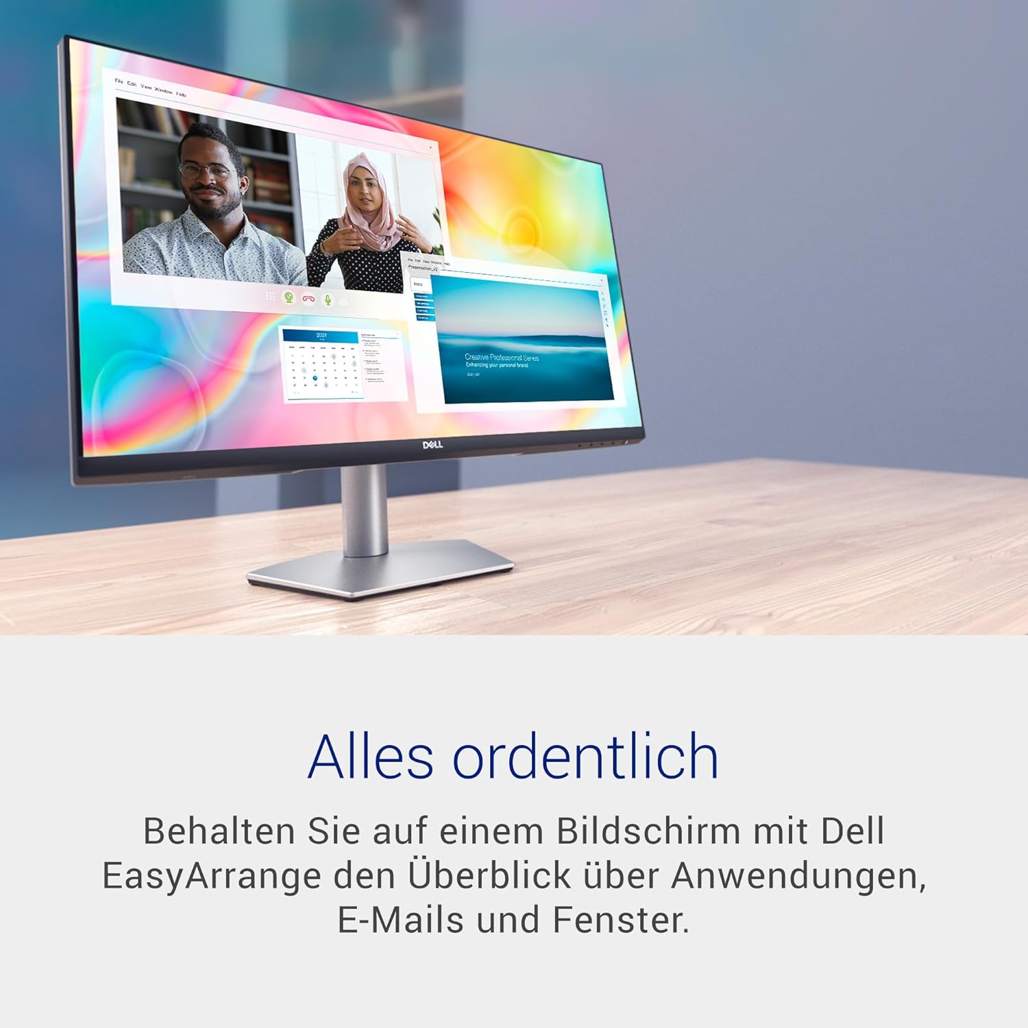 Dell S2722DC USB-C 27 Zoll QHD (2560x1440) Monitor, 75Hz, IPS, 4ms, AMD FreeSync, 99% sRGB, Eingebaute Lautsprecher, USB-C, 2x HDMI, 2x USB, 3 Jahre Garantie, Silber – Bild 7