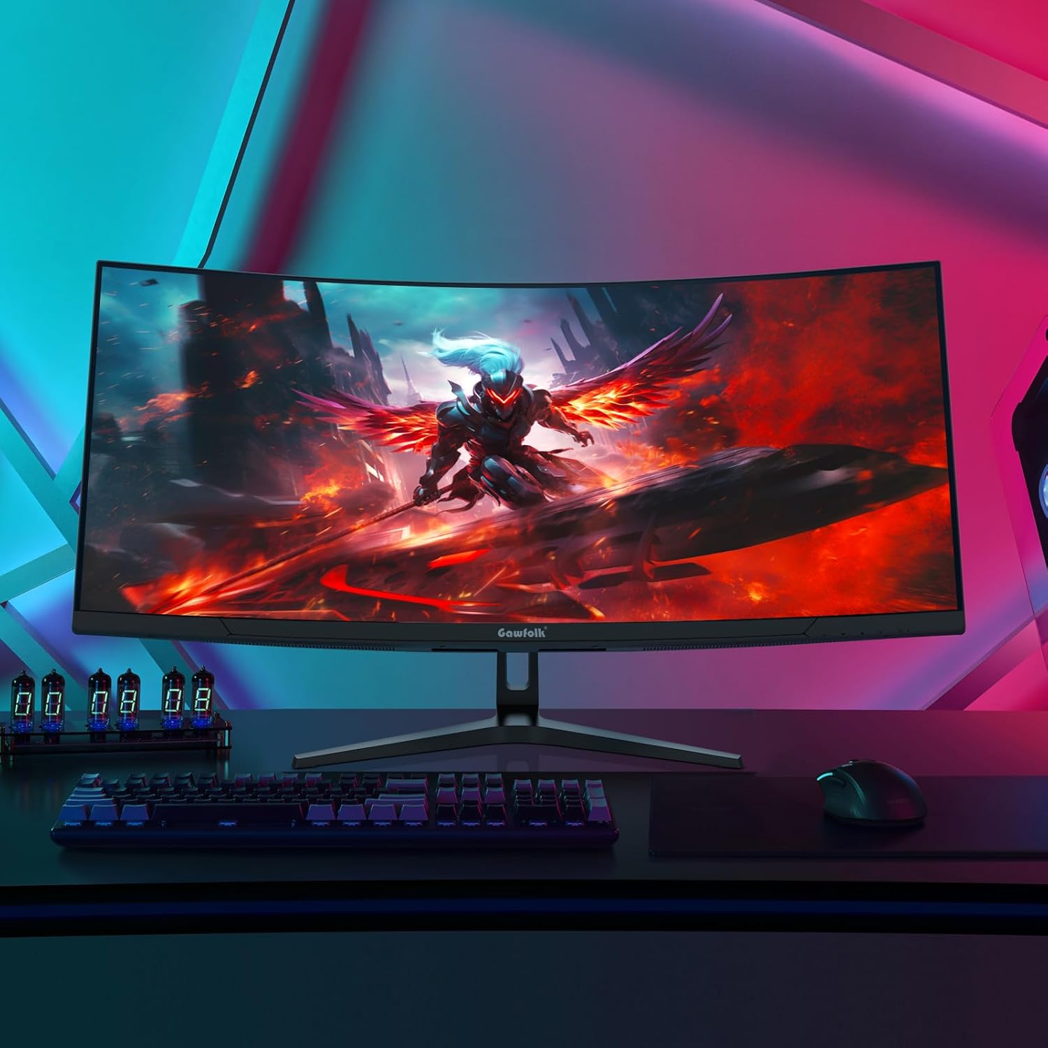 Gawfolk 34 Zoll Ultrawide Curved 120Hz Gaming Computer Monitor 1500R PC-Bildschirm 21:9 UWQHD (3440 x 1440), G-Sync, 178° Betrachtungswinkel, 128% sRGB, DisplayPort, HDMI, kompatibel mit Wandmontage – Bild 7