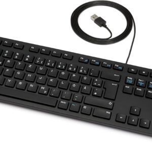 Amazon Basics Tastatur mit DE-Layout, flach, USB-kabelgebunden, mattschwarz