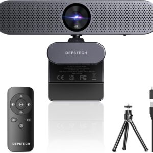 DEPSTECH DW50 4K Webcam, Ultra HD Webcam PC mit Sony-Sensor, Doppelmikrofone mit Geräuschunterdrückung, Fernbedienung, Autofokus, Sichtschutz, Streaming Kamera für Laptop/Videoanrufe/Teams/Skype/Zoom