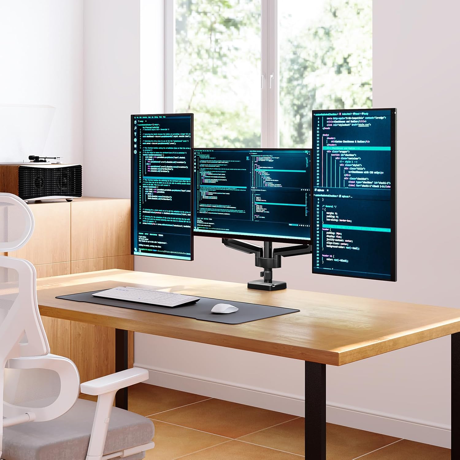 ELIVED Monitor Halterung 3 Monitore für 13-27 Zoll Bildschirme bis zu 9kg mit VESA 75/100, Gasdruckfeder 3 Monitorhalterung, Neigbar Schwenkbar Drehbar Höhenverstellbar Monitor Arm EV006 – Bild 9