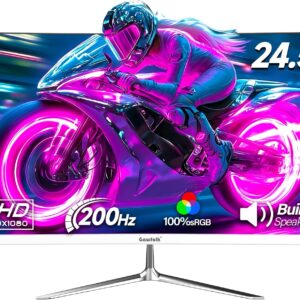 Gawfolk 24,5 Zoll Gaming Monitor mit Lautsprechern, 200 Hz PC Bildschirm FHD 1080P Rahmenlose Computermonitore, DisplayPort, HDMI, Augenpflege