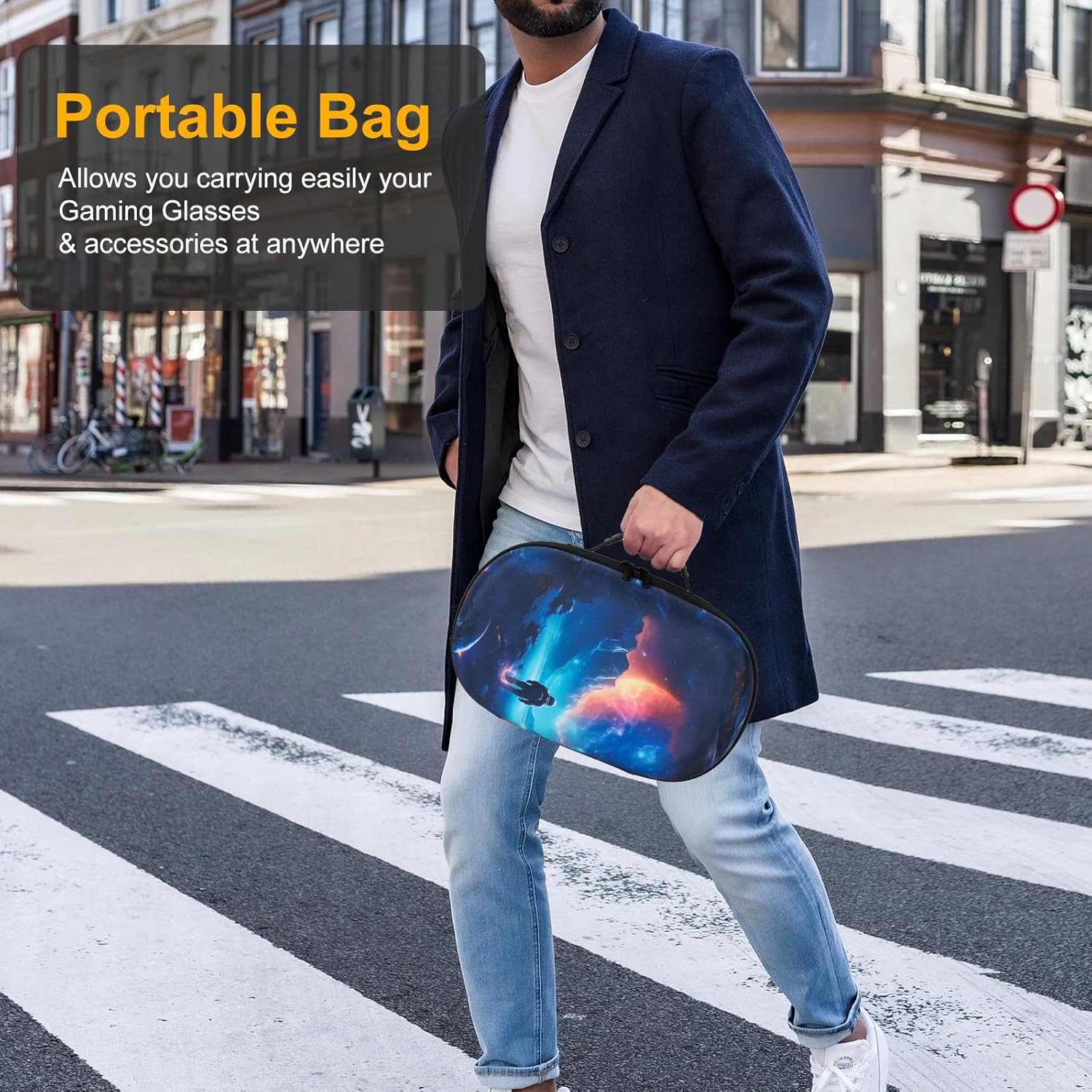 XINGFUDAO Tasche für Meta Quest 3/3S/Pico 4 Ultra, Tragetasche kompatibel mit Elite Headstrap und Zubehör, Hartschalenkoffer für Reise und Aufbewahrung (Blau, M) – Bild 7