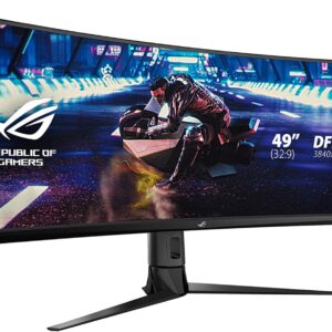 ASUS ROG Strix XG49VQ – 49 Zoll DFHD Curved Gaming Monitor – 144 Hz, 4ms GtG, FreeSync2 HDR, DisplayHDR 400 – VA Panel, 32:9, 3840×1080, DisplayPort, HDMI, USB, ergonomisch