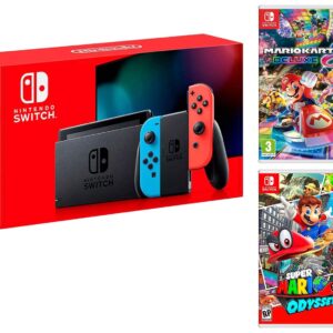 Nintendo Switch 32Gb Neon-Rot/Neon-Blau Pack Mario Kart 8: Deluxe + Super Mario Odyssey