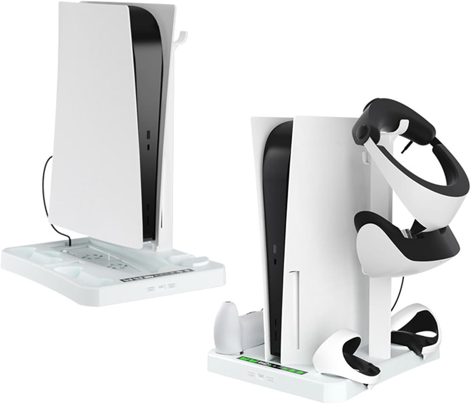 Sonhomay PS5 Ladestation Upgrade PS Ladestation mit 2 Kühlventilator-Ladestation Headset-Halter 3-in-1 PS5-Ständer für 5 und VR2 PS VR2 Zubehör 28,5 x 5,3 x 32,5 cm – Bild 7