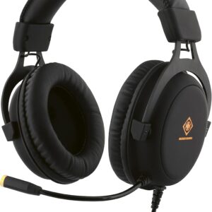 GAM-030 DELTACO Gaming DH310 Over-Ear Headset mit LED-Beleuchtung (Kopfhörer, Mikrofon, 3,5 mm Klinke + USB, kabelgebunden, mit Lautstärkeregler) schwarz