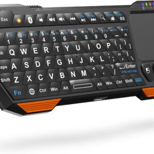 Fosmon – Mini Tastatur Bluetooth (QWERTY) – Kabellos, Mini Tastatur mit Touchpad – Kompatibel mit Ipad, Apple TV, Amazon Fire Stick, PS4, PS4 Pro, PS5, HTPC/IPTV, VR-Brille, Smartphones