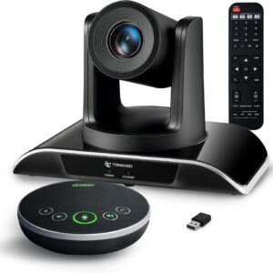 TONGVEO 20-facher Zoom Konferenzraum-Kamerasystem, Video und Audio konferenzsystem 20-facher optischer Zoom USB 3.0 HDMI PTZ-Kamera und Konferenzlautsprecher mit Mikrofon für große Besprechungsräume