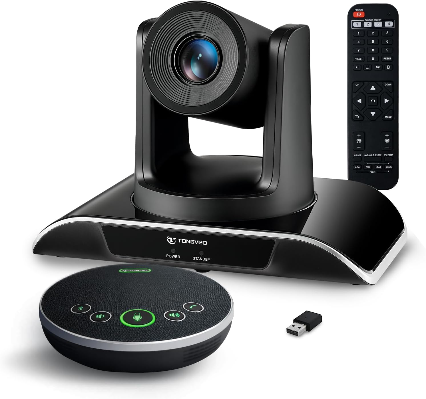 TONGVEO 20-facher Zoom Konferenzraum-Kamerasystem, Video und Audio konferenzsystem 20-facher optischer Zoom USB 3.0 HDMI PTZ-Kamera und Konferenzlautsprecher mit Mikrofon für große Besprechungsräume