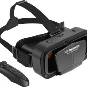 VR Brille Handy mit Fernbedienung, 3D Virtual Reality Headset mit Anti-Blaulicht HD-Linsen, Kompatibel mit iPhone & Android 4,7–7 Zoll, Ideal für Filme & Spiele