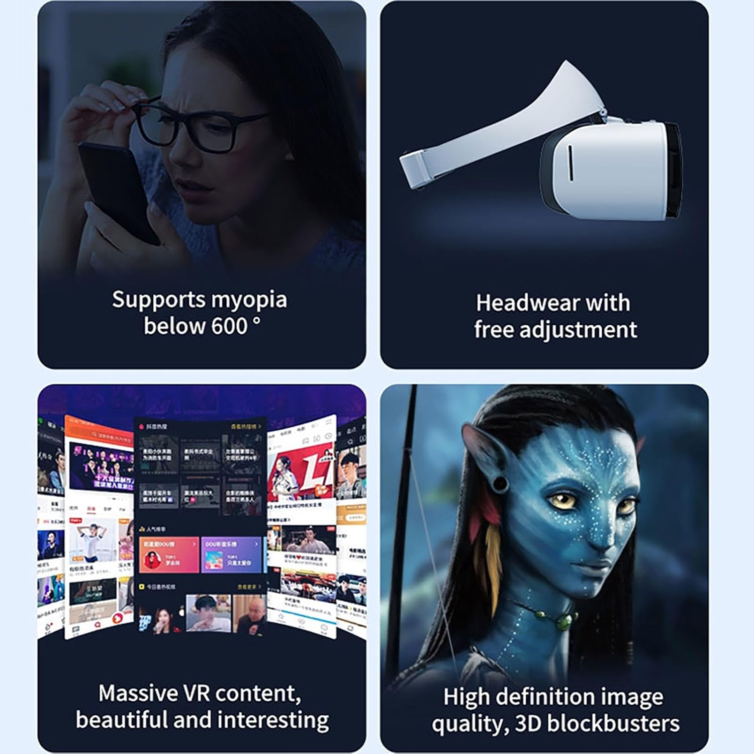 CXCZFG VR Headset Für Smartphones Mit Controller, Virtual Reality Brille, Stereo Kopfhörer, 3D Brille, VR-Brille Für Fernsehen, Filme, Videospiele(G19) – Bild 6