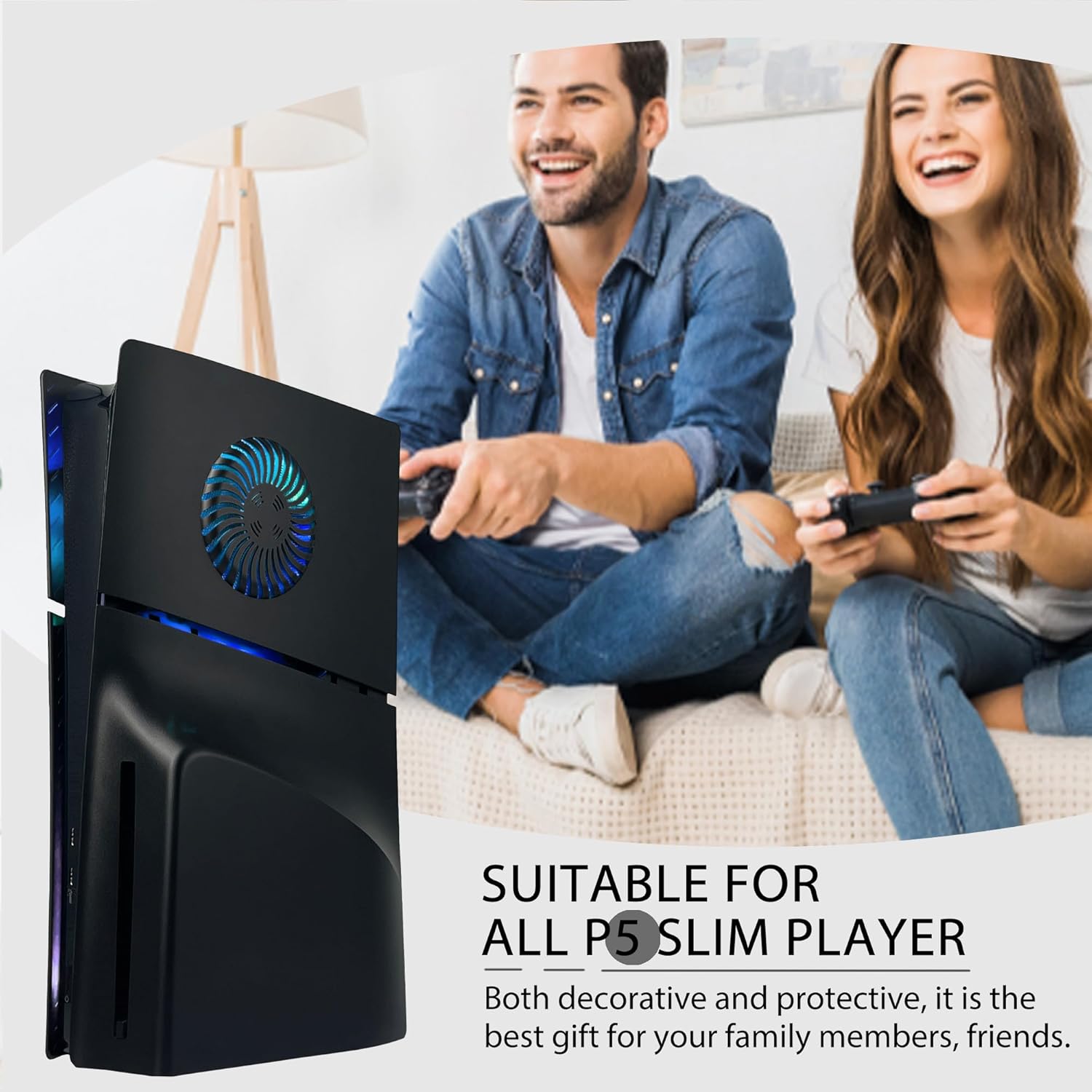 Faceplate für PS5 Slim Disc Edition mit RGB Light Strip und Staubfilter, DOBEWINGDELOU 400+ Effekte LED Licht Konsole Seitenplatten Platte Cover DIY Dekoration Kit Zubehör Schwarz – Bild 8