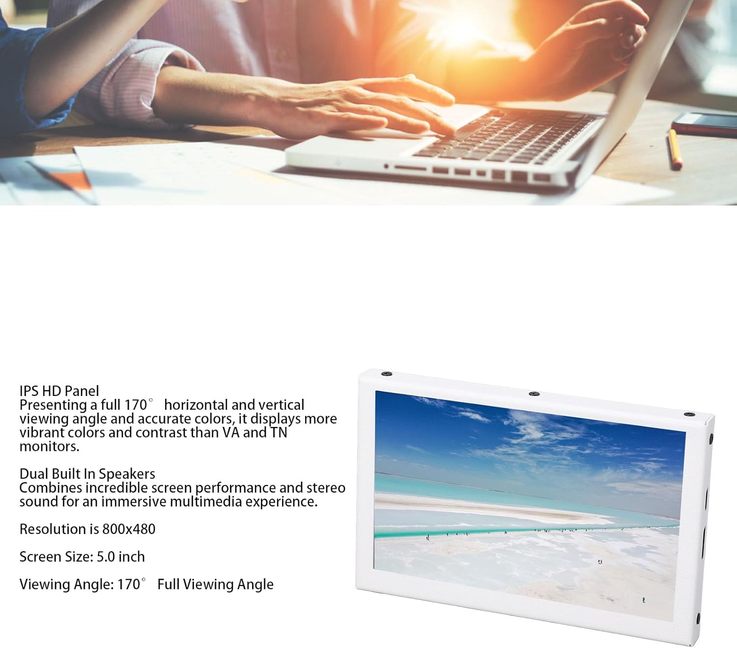 5-Zoll-, 5-Zoll-IPS-Panel-Touchscreen, Tragbarer Raspi-Bildschirm, HDMI- für Retro Pi, Debian, Kali, 7, 8, 10, PC, OS X – Bild 3