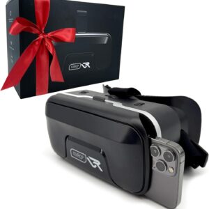 Kiiroo VR-Headset für Handy, optimiert für VR-Inhalte, für iPhone, Android und Windows, passend für 5,5-7,2-Zoll-Geräte, brillenfreundlich, 40 mm HD-Harz-Asphärische Linse, verstellbarer IPD und