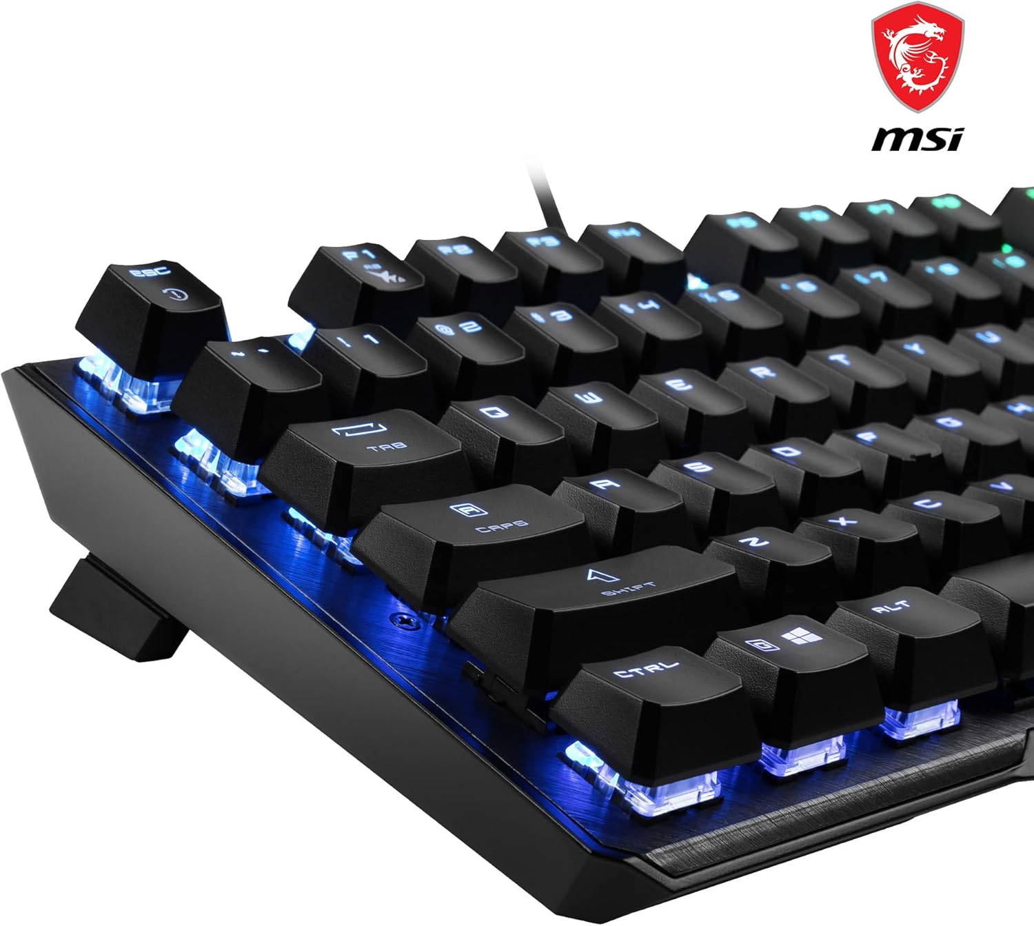 MSI Vigor GK50 Elite Box White Mechanische Gaming-Tastatur, AZERTY FR, Clicky-Switches, ergonomisch, gebürstetes Metall-Finish, rutschfeste Basis, RGB durch Mystic Light-Taste, USB 2.0, Größe – Bild 4