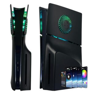Faceplate für PS5 Slim Disc Edition mit RGB Light Strip und Staubfilter, DOBEWINGDELOU 400+ Effekte LED Licht Konsole Seitenplatten Platte Cover DIY Dekoration Kit Zubehör Schwarz