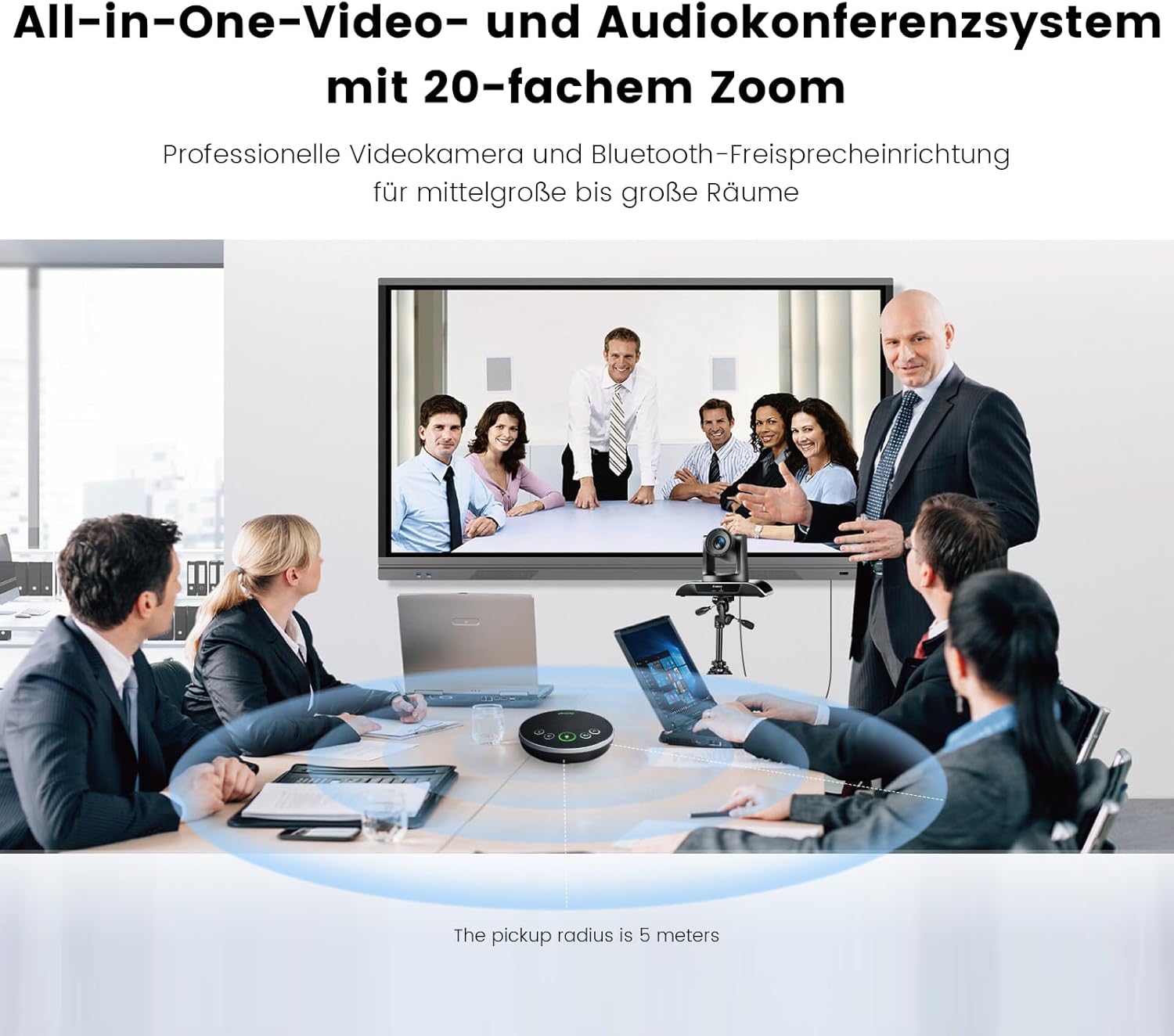 TONGVEO 20-facher Zoom Konferenzraum-Kamerasystem, Video und Audio konferenzsystem 20-facher optischer Zoom USB 3.0 HDMI PTZ-Kamera und Konferenzlautsprecher mit Mikrofon für große Besprechungsräume – Bild 5