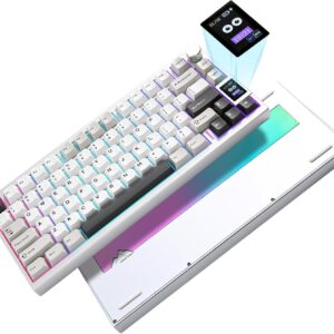 YUNZII AL80 Drahtlose Mechanische Tastatur,Volles Aluminium CNC, Smart LCD Display,Heiße Austauschbare Dichtung Mount 75% Layout mit Knopf, BT/2.4G/USB-C,QMK/VIA für Win/Mac (Silver, Zero linear)