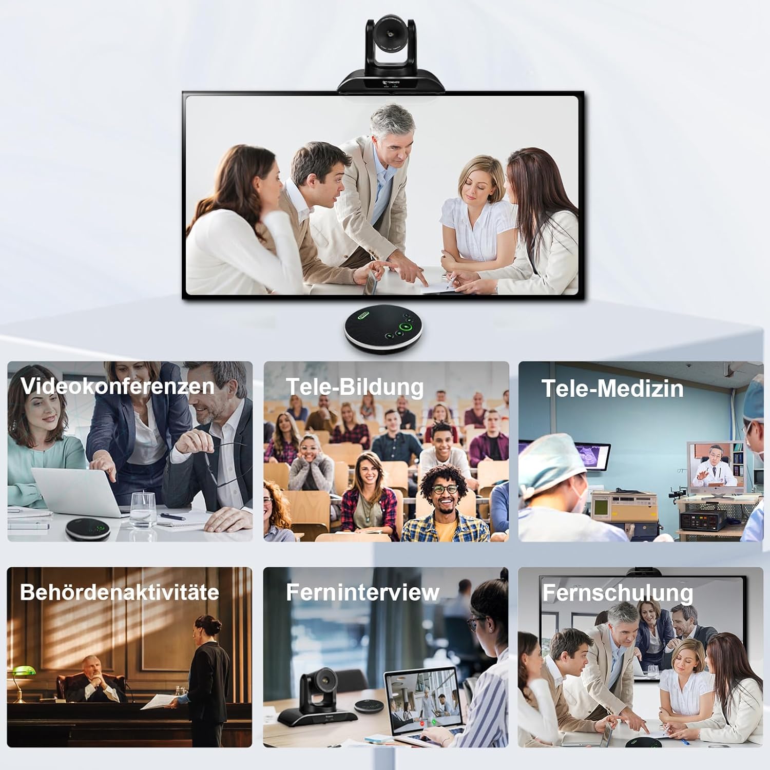 TONGVEO 20-facher Zoom Konferenzraum-Kamerasystem, Video und Audio konferenzsystem 20-facher optischer Zoom USB 3.0 HDMI PTZ-Kamera und Konferenzlautsprecher mit Mikrofon für große Besprechungsräume – Bild 9