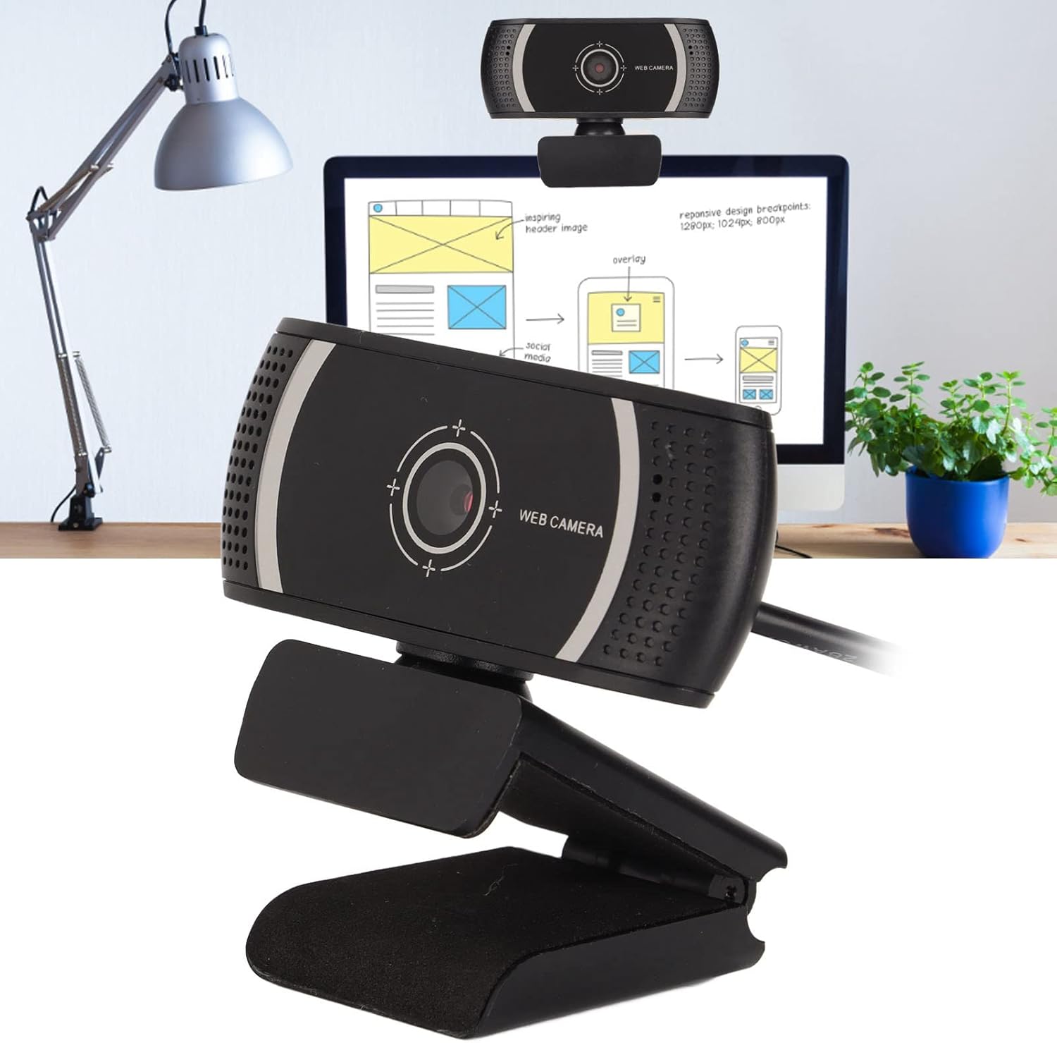 Denash USB Camera, 720p High Resolution Webcam Flexible Rotation Computer Camera Plug and Play HD Webcam Video Conference Web Camera for Gaming Streaming Meetings – Bild 2