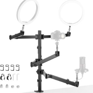 NEEWER Table Camera Stand, Overhead Phone Webcam Holder, 4 Flexible Articulated Arms, 3/8 Inch, 1/4 Inch, 5/8 Inch Screws for Microphone, LED Light, Video Recording, Live Streaming, Podcasting,