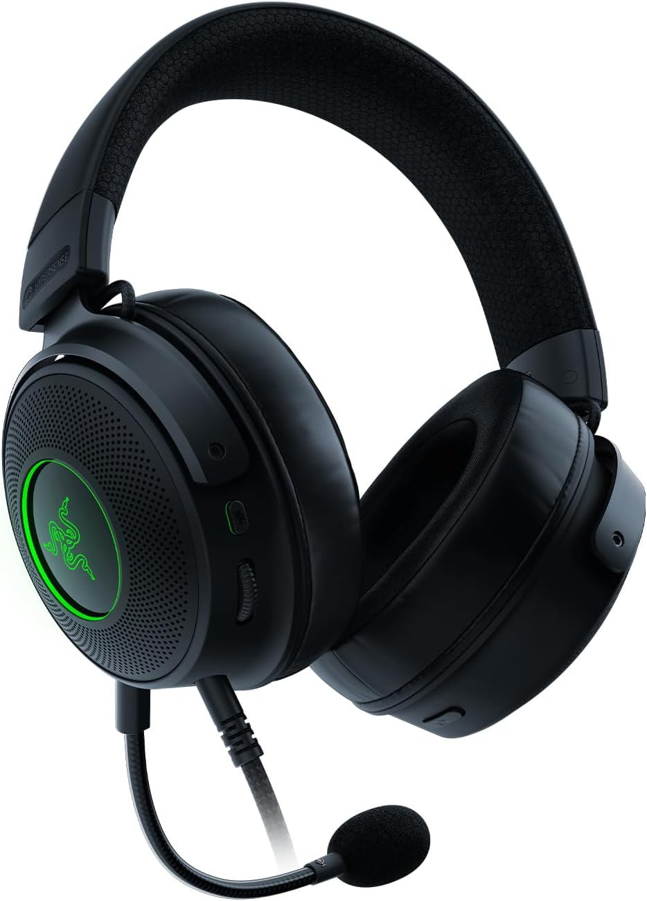 Razer Kraken V3 Hypersense Wired USB Gaming Headset with Tactile Technology (TriForce Titanium 50 mm Driver, THX Spatial Audio, Removable HyperClear Cardioid Microphone) Black – Bild 9