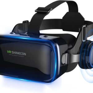 3D VR Glasses with HiFi Headphones, Immersive Virtual Reality for Games and Movies, Ergonomic Design, Supports 4.7-6.6 Inch Smartphones, Christmas Gift for Children