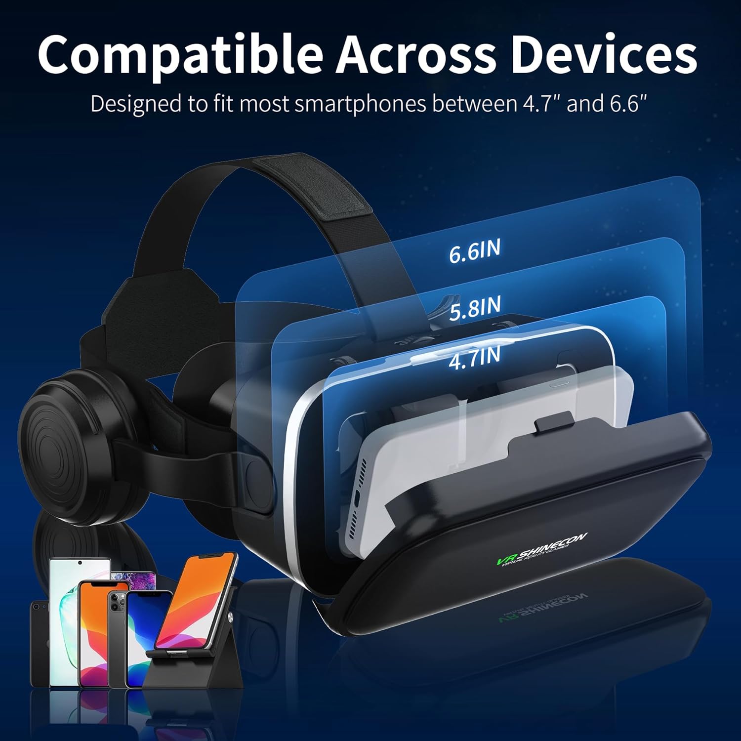 XWP VR Glasses with Headphones, 3D Virtual Reality Headset with HD Anti-Blue Light Lenses, Compatible with iPhone/Android Smartphones 4.7-6.6 Inch, for Games/Movies, Children & Family – Bild 5