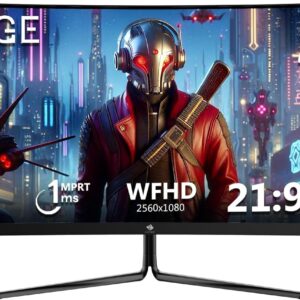 Z-Edge 30 Inch Ultrawide Curved Gaming Monitor 200Hz (DP) 165Hz (HDMI) 1ms MPRT, 2560×1080 VA Panel, 21:9 R1500 Curved Screen, 99% sRGB, 300cd/m² Brightness, FreeSync, HDMI & DisplayPort, Black