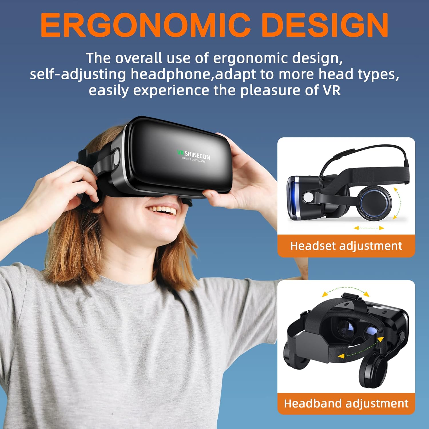 3D VR Glasses with HiFi Headphones, Immersive Virtual Reality for Games and Movies, Ergonomic Design, Supports 4.7-6.6 Inch Smartphones, Christmas Gift for Children – Bild 5