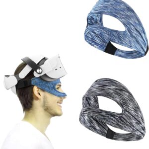 Pack of 2 VR Eye Mask Cover VR Mask Disposable VR Eye Cover Black Blue Polyester Fabric Stretchy Breathable for PS VR2/Meta Quest Pro/Meta Quest 2/Oculus Quest 2/HTC Vive VR Accessories (1#)