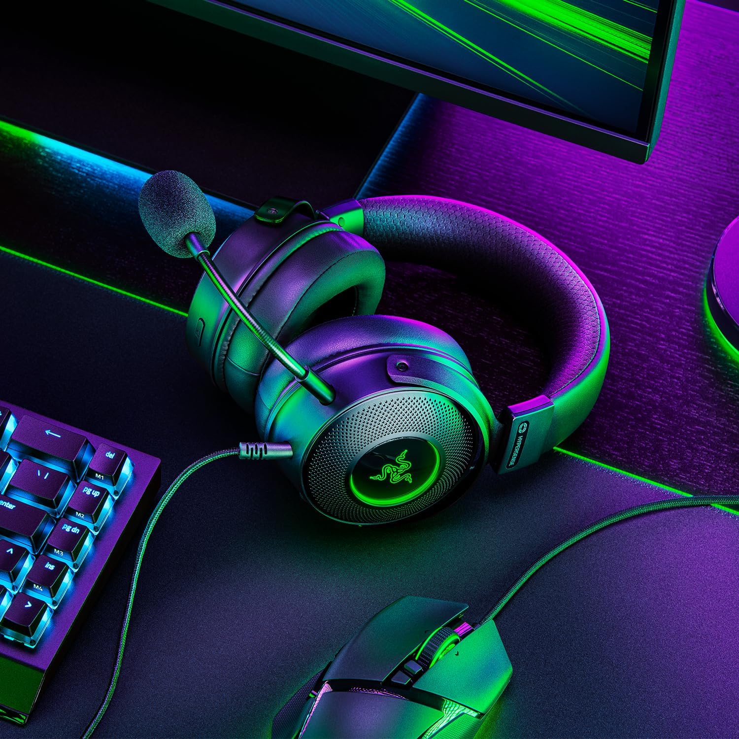 Razer Kraken V3 Hypersense Wired USB Gaming Headset with Tactile Technology (TriForce Titanium 50 mm Driver, THX Spatial Audio, Removable HyperClear Cardioid Microphone) Black – Bild 12