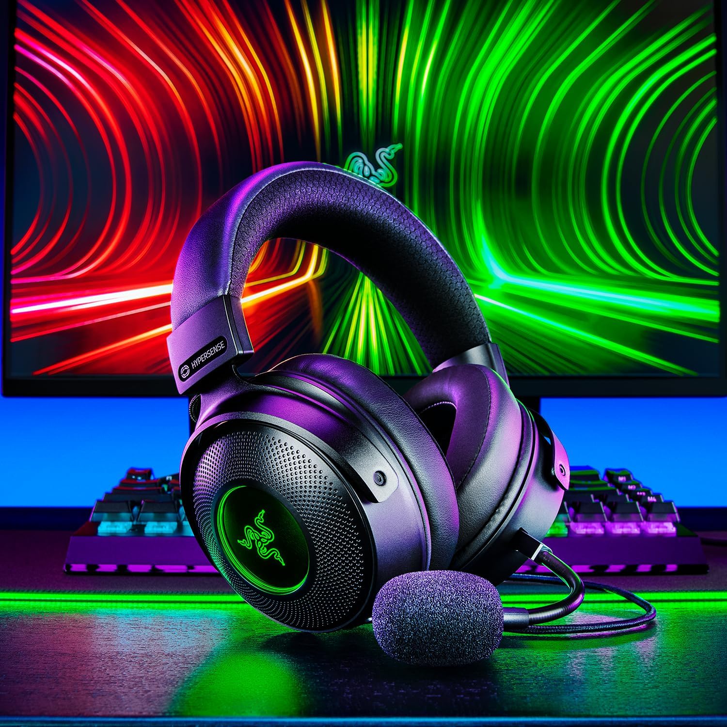 Razer Kraken V3 Hypersense Wired USB Gaming Headset with Tactile Technology (TriForce Titanium 50 mm Driver, THX Spatial Audio, Removable HyperClear Cardioid Microphone) Black – Bild 13