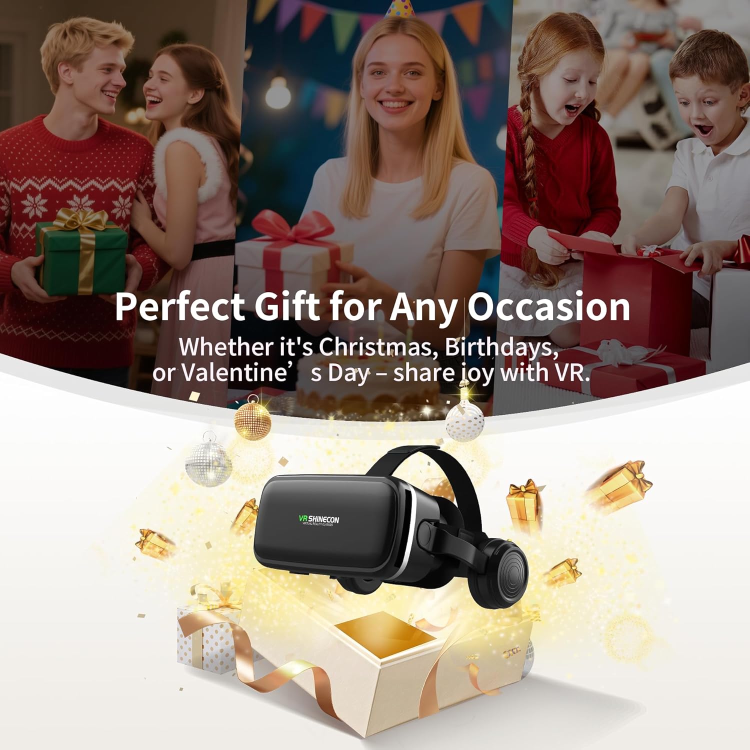 XWP VR Glasses with Headphones, 3D Virtual Reality Headset with HD Anti-Blue Light Lenses, Compatible with iPhone/Android Smartphones 4.7-6.6 Inch, for Games/Movies, Children & Family – Bild 8