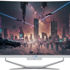 SIMPLETEK All-in-One AiO 27 Inch FHD Curved Windows 11 Pro Core i7 up to 3.6GHz 8GB RAM SSD 2TB Wireless Mouse Including Built-in Webcam PC Gaming Curved Streaming Home Work Computer for Boys