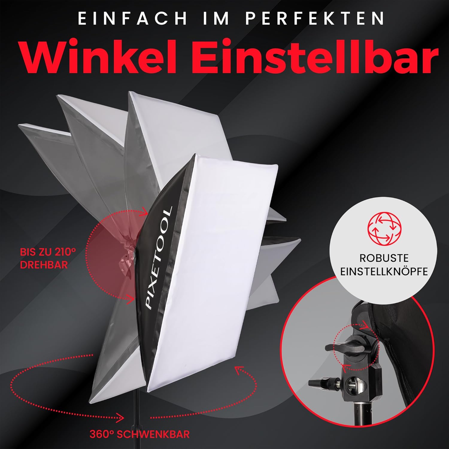 Streaming-Equipment - Photo Studio Set - 2 Softbox Lights, 2 Translucent Umbrellas, 2 LED Bulbs 4800 Lumen 3000-6000K - 50 x 70 cm Softboxes - Photo Light Video Light Photo Lamp - Light Streaming Video Photography Studio Light – Bild 7