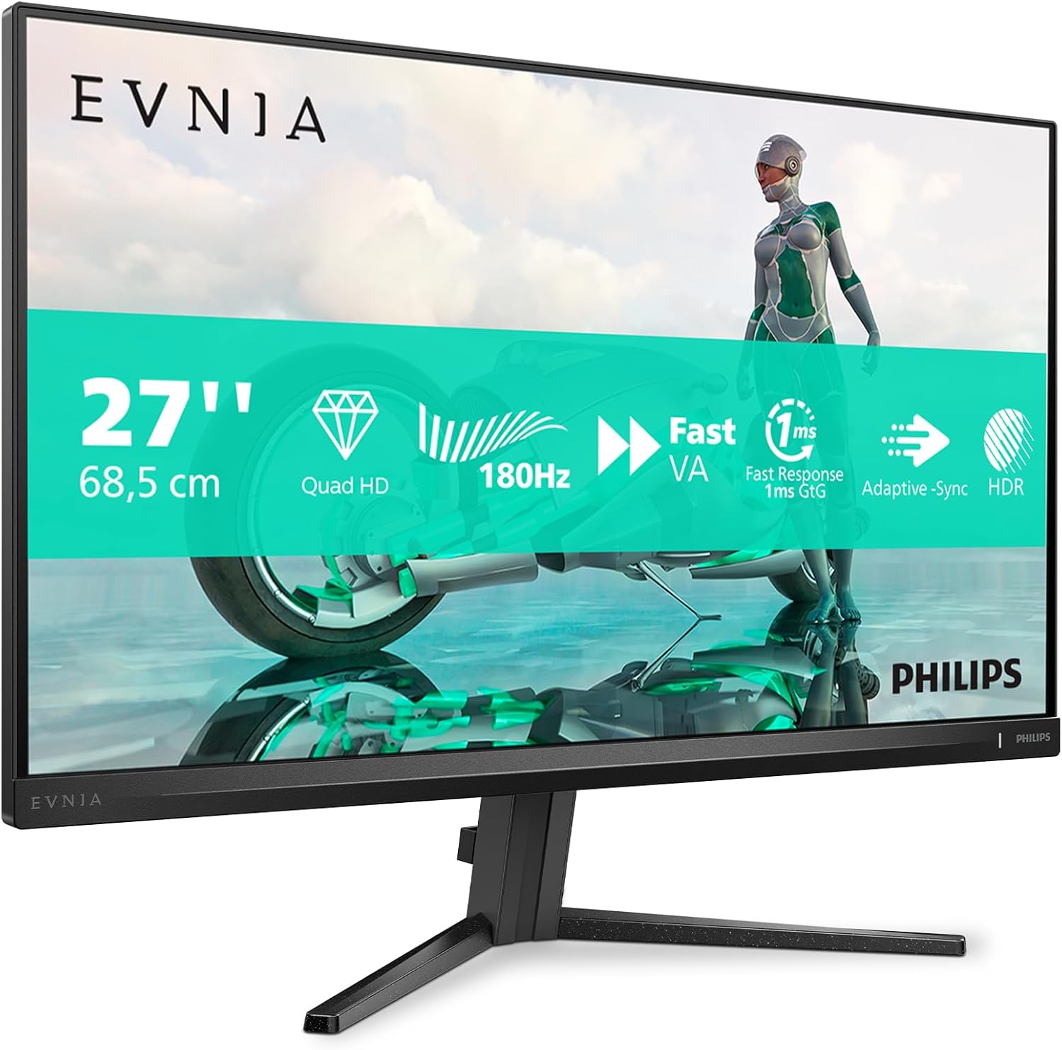 Gaming PC & Gaming Monitors - Philips Evnia 27M2N3500NL - 27 Zoll QHD Gaming Monitor, 180 Hertz, 1 ms, FreeSync Prem. (2560x1440, DisplayPort, HDMI) schwarz/grau