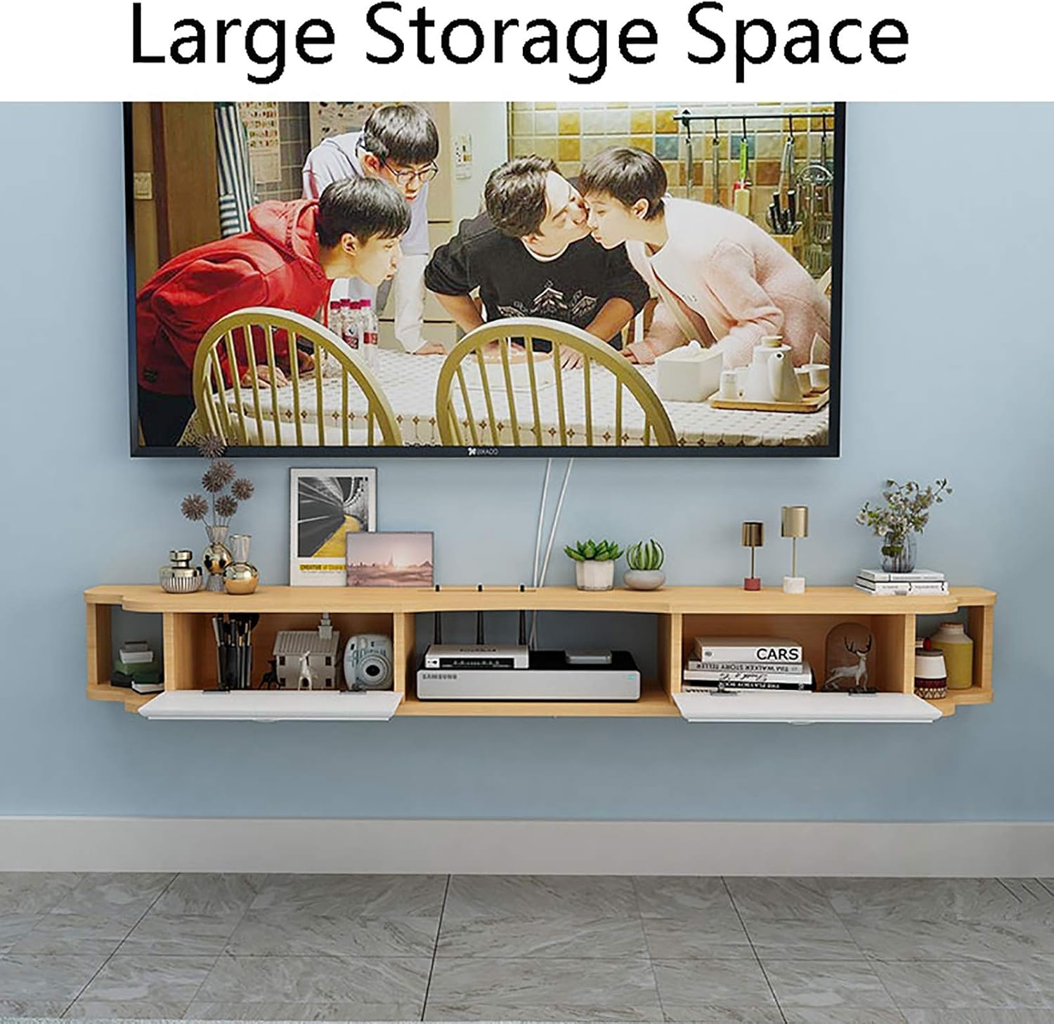 Streaming-Equipment - TV Cabinet, TV Lowboard, Floating Shelves, Wall Mounted Media Console - 120/140/160 cm Solid Wood Wall TV Cabinet, Set Top Box, Streaming Media Equipment./140Cm C/C – Bild 7